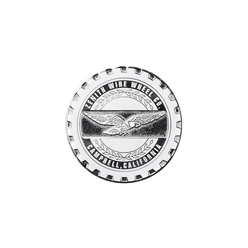 Image of Zenith Chrome & White Metal Wheel Chip Emblem (Single) | Triple Chrome Plated Solid Metal Wheel Chip Emblem, 2.25 inch | for Lowriders with Cut or Recessed Knock Off Spinner Caps