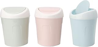 LUOFANG Mini Cubo de Basura de Escritorio, Cubo de Basura, contenedor para el hogar, Cesta de Basura para Coche, Tapa abatible, Color Rosa
