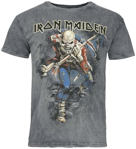 T-shirt Iron Maiden Trooper homme gris en coupe standard à manches courtes