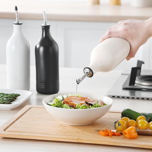vancasso 20 Oz Ceramic Olive Oil Dispenser Bottle, Bottle Dispenser with Spout and Funnel for Kitchen,Suitable for Oil, Vinegar, Coffee Syrups & Other Liquids，Cream by vancasso - Image 6
