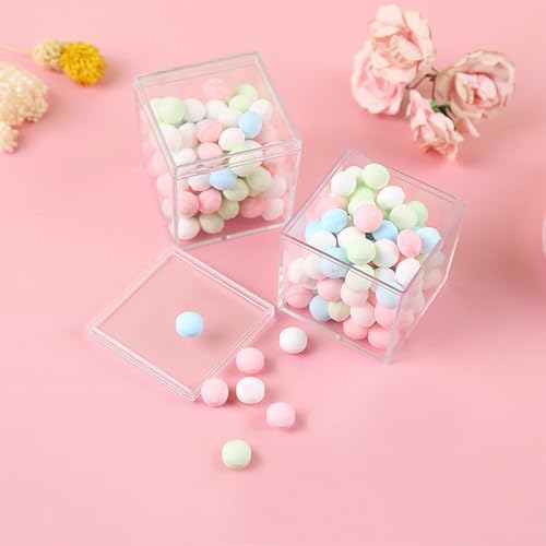 Image of Gonice 30 Pack Acrylic Boxes with Lid, Small Square Storage Black Lid Box for Jewelry, Candy, Crafts, 2.2x2.2x2.2 /5.5x5.5x5.5CM (30pcs clear)