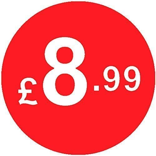 Pack of 500-20mm Price Stickers/Labels - Choose from 10p to £95 - Bright Red - Many Prices to Choose from (£8.99 - Red) — image 1