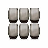 Jogo Copos Aruba Vidro Fumê Multiuso Luxo 465ml Cinza 6 Copos Refrigerante Suco