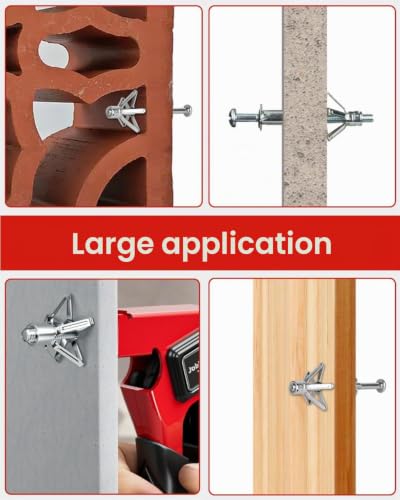Pince d'installation pour kit d'ancrage pour mur creux, kit d'ancrage pour plaques de plâtre, ancrage pour mur creux en métal, avec 30 ancrages métalliques M4/M5/M6 avec vis – vue 5