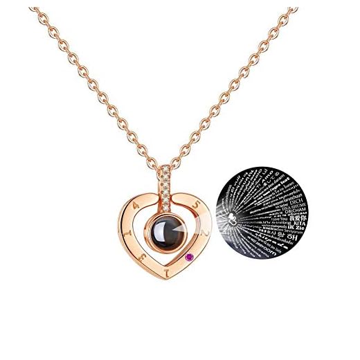 Colar I Love You para mãe, filha, namorada, esposa, em 100 idiomas, presente de Dia dos Namorados, presente de Dia de Ação de Graças