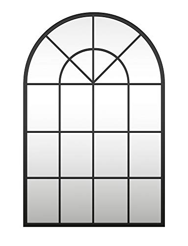 Hdyygy Metal Arched Window Mirror 32" X 48" Black Large Windowpane Arched Wall Mirror For Wall Decor #TOP1