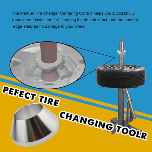 Image of Manual Tire Changer Billet Aluminum Upgrade Wheel Balancer Hold Down Cone for 1.67 inch Diameter Center Post Car Truck Diameter Center Post for Car Truck RV SUV, Metal, Silver Tone