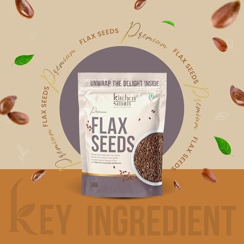 Image of KitchenSmith Flax Seeds - Pack of 3 (200gm Each) | A Nutrient-Dense Superfood For Boosting Energy | Skin Health & Weight Management | Boost Digestion | Supercharge Your Wellness With Natural Fiber