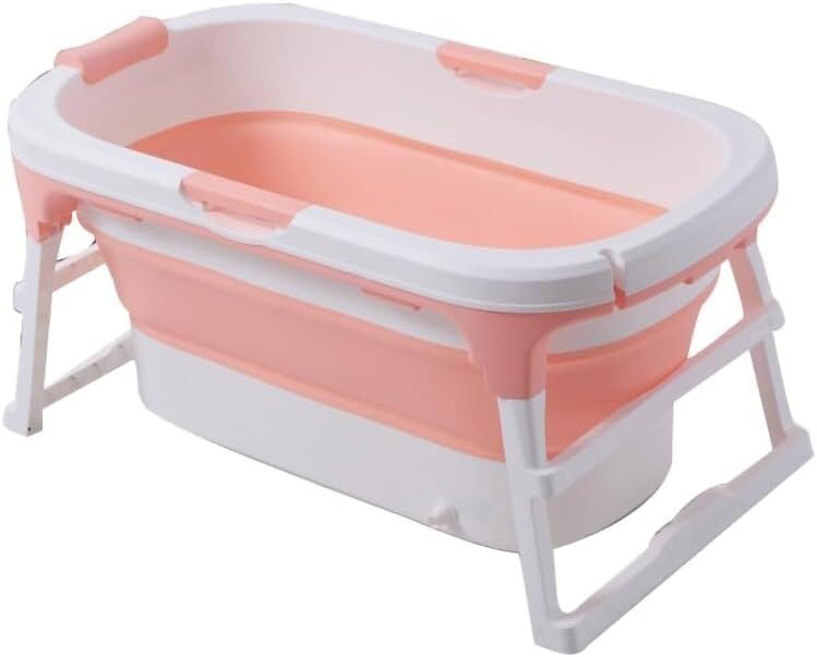 Portable pet Bathtub, Foldable Dog Bathtub with Drain Hole, Large Indoor and Outdoor Bathtub, Foldable Dog Pool pet Shower tub(Pink)