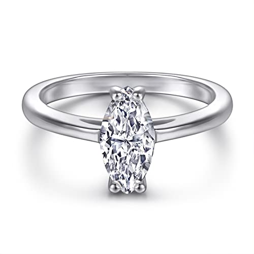 Bague Solitaire Argent Véritable Marquise en Zircone Éclat Joaillerie