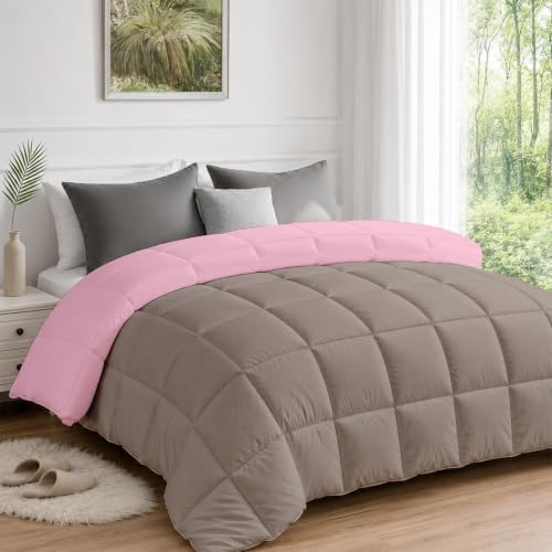 Image of AYKA Reversible Comforter 220 GSM Microfiber Reversible AC Comforter /Blanket for Winter /Quilt /Dohar /Duvets for King Size Blanket /Comforter Double Bed (Mocha & Cameo, 60 * 90 inch)