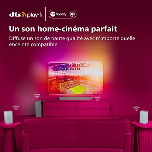 Philips TAB8507/10 Barre de Son Caisson de Basses sans Fil 3.1, Dolby Atmos, Son Cinématique, HDMI Earc, 600W