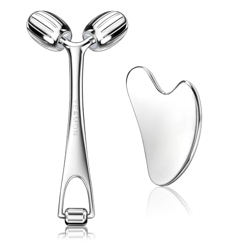 Yeamon Gua Sha Facial Tools and Face Roller Set, Facial Massage Tool for Women&rsquo;s Skincare...