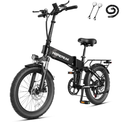 ACTBEST Summit Foldable Ebike for Adults, 20'' Fat Tire Electric Bike with Peak 1200W Motor, 48V 12AH Built-in Battery, LCD Display & Full Suspension E Bike for Commuting