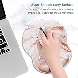 ITNRSIIET Ergonomiczna podkładka pod mysz z żelowym podparciem nadgarstka, mała gładka, antypoślizgowa podstawa z PU, wygodne materiały biurowe, ulga w bólu, 22 x 18,3 cm, różowo-złoty marmur