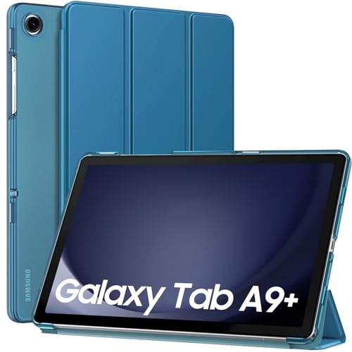 Image of MoKo Case for Galaxy Tab A9+ /A9 Plus 11 inch 2023, Slim Stand Protective Smart Cover with Hard PC Translucent Back Shell for Tab A9 Plus Tablet (SM-X210 /X216 /X218), Auto Wake /Sleep, Peacock Blue