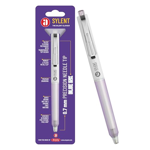 Image of Anupam Sylent Roller Gel Pen 0.7 mm, Waterproof Smooth Quick-Dry Dark Ink, Comfortable Grip Exam & Office Pen, Refillable (Multicolour Body BlueInk, Pack of 3)