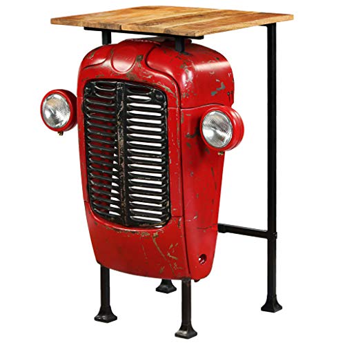 vidaXL Solid Mango Wood Tractor Bar Table Red 60x60x107cm Kitchen Furniture