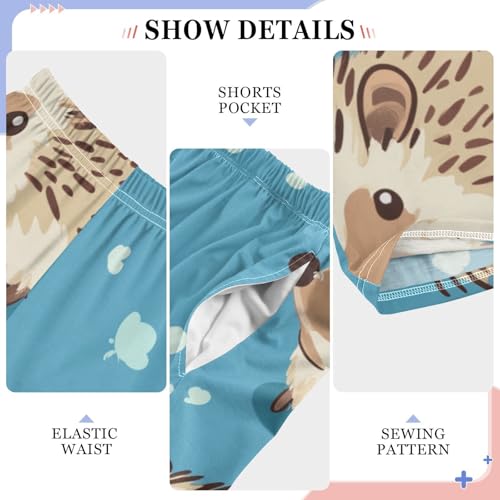 ZZXXB Hedgehog and Pots Boys Long Pants Soft Trousers Elastic Waist Kids Lounge Bottoms with Pockets S-XL4