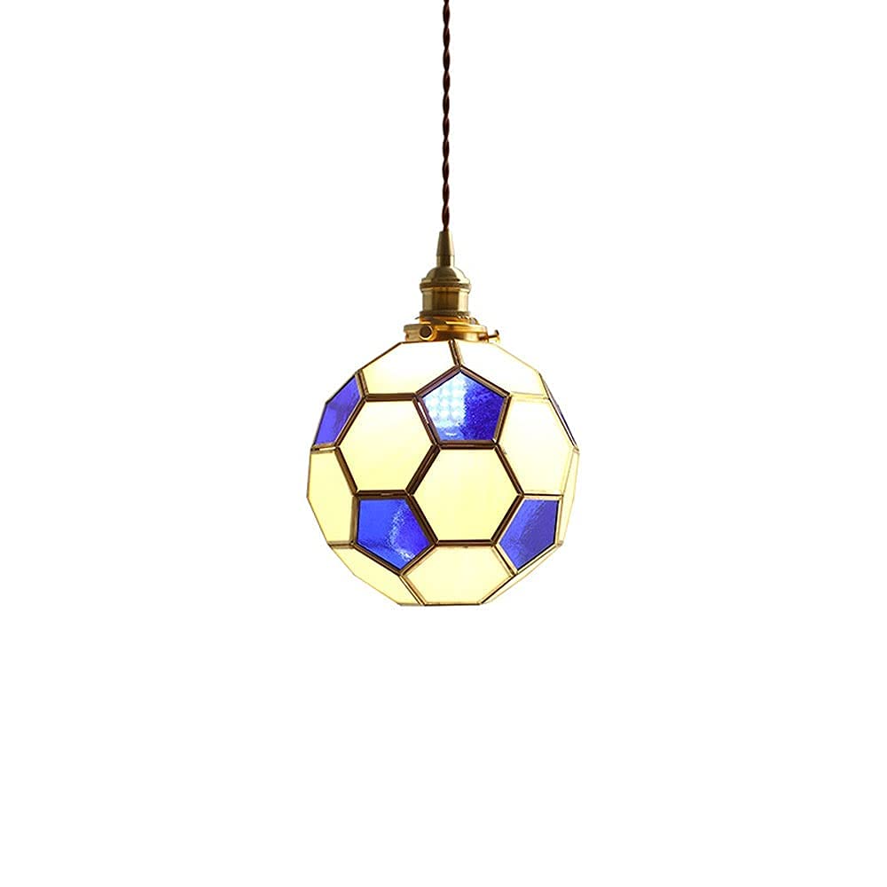 Lámpara colgante de fútbol para techo, lámpara de araña transparente ajustable de cristal