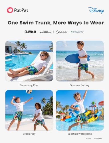 Image of Disney Stitch Spiderman Star Wars Cars Toy Story Mickey Boy Swim Trunks UPF50+Swim Shorts Compression Liner & Quick-Dry 6M-9Y