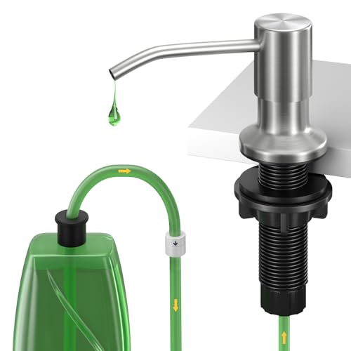 Image of Kitchen Sink Soap Dispenser, Built in SoapDispenser, 47 inch Extension Tube kit, Counter Lotion Dispenser Pump, No Need More Refills (Brushed Nickel)