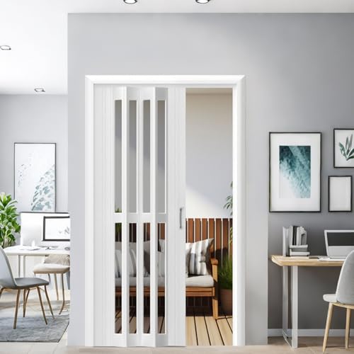 yurstcggh Puerta Plegable Corredera Tipo Concertina,Puerta Plegable Transparente,Panel Divisor de 12 mm de Grosor 85×189cm
