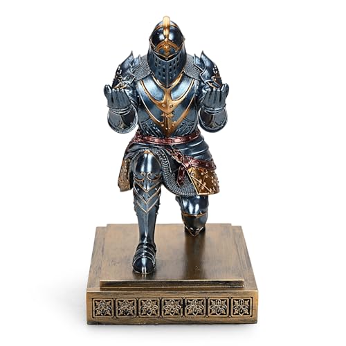 HDMbigmi King's Guard Knight Pen Holder Pen Stand Desk Organizers and Accessories Resin Pencil Holder as Gift with a Metal Sword Letter Opener for Office and Home(Blue)