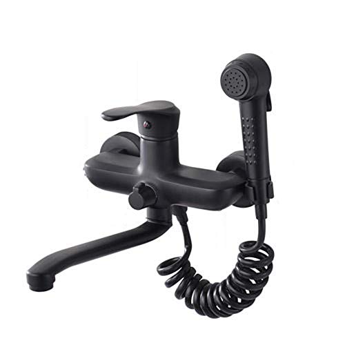 Robinet mural à double trou orientable à 35 cm avec pistolet pulvérisateur eau chaude et froide