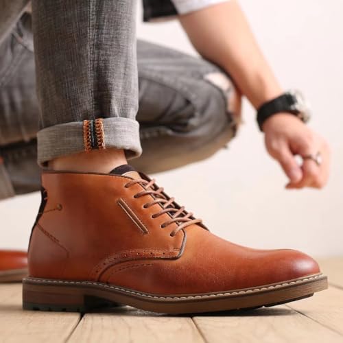Image of Arkbird Men's Chukka Boots, Leather Ankle Dress Boot Casual Oxfords Lace Up Work Shoes