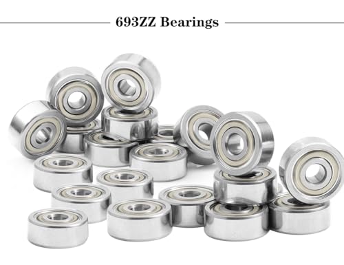 Saipor 30 szt. 693ZZ Mini łożyska kulkowe ze stali węglowej 693 ZZ Podwójne ekranowanie miniaturowe Deep Groove Ball Łożyska do drukarek 3D Rolki (3 x 8 x 4 mm)