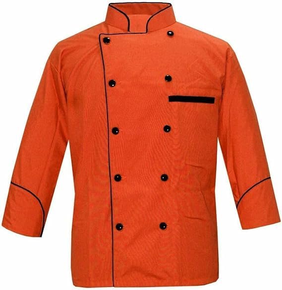 BUDGETTHEMES Men's Multi Color Chef Jacket/Light Weight Chef Coat With Contrast Black Piping