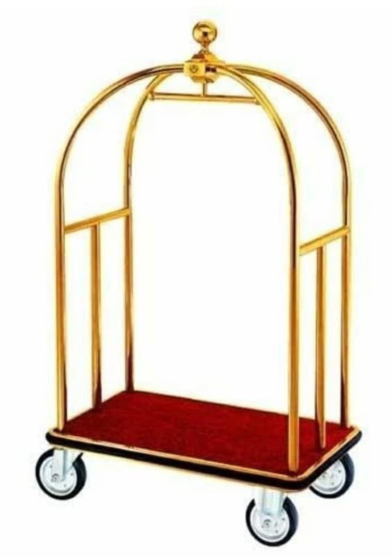 Shoppers Hub PNQ Bell Shaped Luggage Cart Trolley with 6 Inch Heavy Gripped Wheels and Red Carpet Heavy Duty Use in Commercial Places (Colour: Gold, Platform Carpet Area: 42 x 24 Inches Approx)-image-29