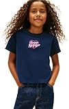 Tommy Hilfiger Tommy Heart Embro tee SS KG0KG09280 S/S Camiseta para niña, Azul (Dark Night Navy), 14 años, Azul (Dark Night Navy), 14 años