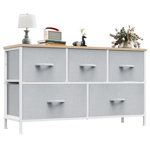 OLIXIS Dresser for Bedroom with 5 Drawers, Wide Chest of