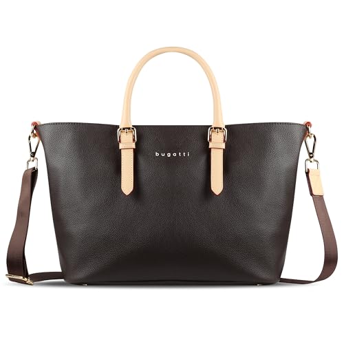 bugatti Ella Shopper Handtasche für Damen M, Damenhandtasche, Schultertasche in braun