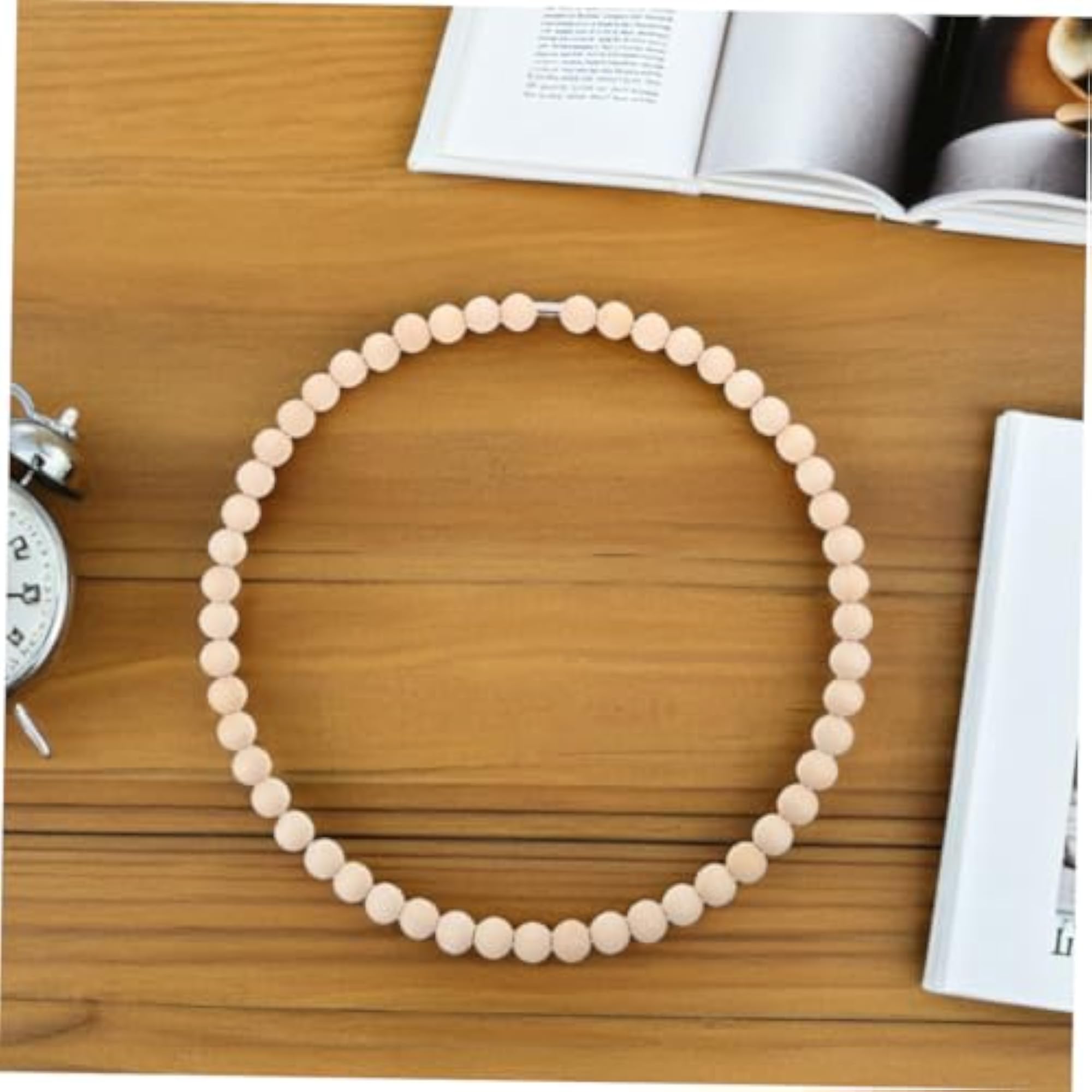 2pcs Stainless Steel Hoop with Natural Beads for Rustic Wedding Decor