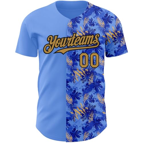Custom Hawaiian Beach Shirt with Stitched Name/Number/Logo, Personalized Tropical Baseball Jersey for Men Women Youth3