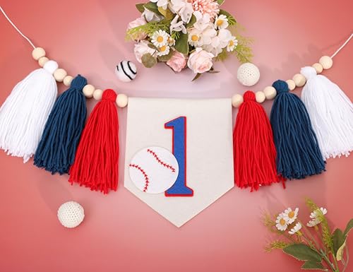 Image of Baseball First Birthday High Chair Banner,Baseball 1st Birthday Decor | Rookie Of The Year 1st Baseball Highchiar,High Chair Banner First Birthday Boy
