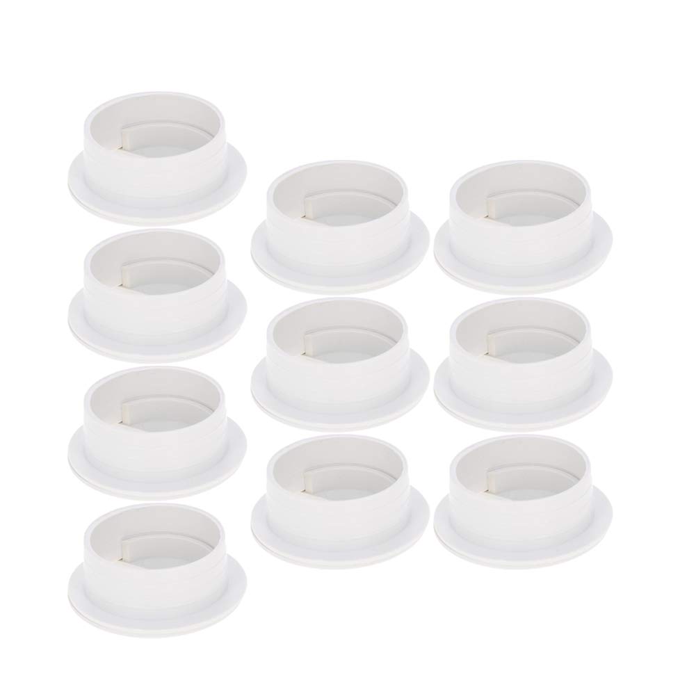 MroMax35mm Computer Desk Grommet, 10pcs Desk Cable Wire Round Grommet, White Cable Grommet Tidy for Table Surface Port Hole Covers