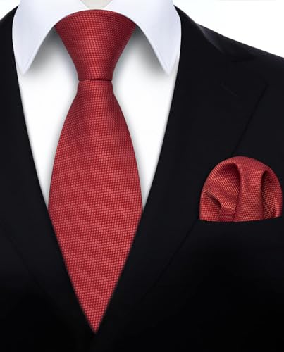 Image of HISDERN Ties for Men Solid Tie Handkerchief Set Classic Woven Silk Business Polka Dot Mens Ties Necktie Wedding Party