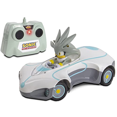 Sonic Team Sonic Racing RC: Silver - NKOK (682), 1:28 Scale 2.4GHz Remote Controlled Car, 6.5' Compact Design, Officially Licensed Sega Sonic The Hedgehog, Battery Powered, Ages 6+ by Sonic The Hedgehog - Used condition - US$17.02