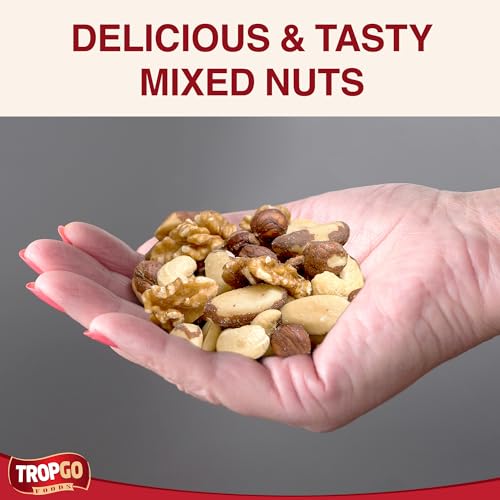 Tropgo Raw Mixed Nuts - 500g Nut Snacks - Packed Fresh, Healthy Jumbo Nuts with Fibre, Protein, and Minerals - Perfect Snacking - Includes Almonds, Brazil Nuts, Cashews, Peanuts, Walnuts & Hazelnuts
