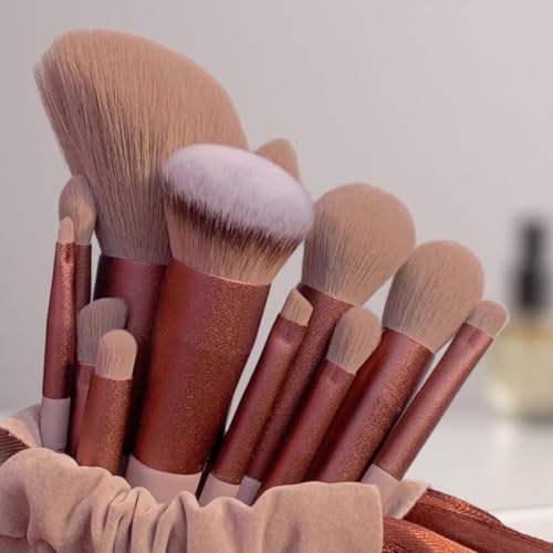 13Pcs Makeup Brush Set Soft Fluffy Professional Cosmetic Foundation Powder Eyeshadow Kabuki Blending Make Up Brush Beauty Tool With Bag Makeup Sponge Beauty Gift For Makeup Beginner ﻿