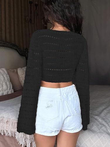 Womens Beach Cover Up Crochet Swimsuit Coverups oose Knit Cardigans Causal Blouse Tops Oversized Sexy Beachwear4