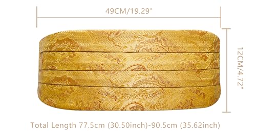 Image of YOHOWA Men Cummerbund Bow Tie Set Silk Paisley Formal Pre-Tied Bowtie Pocket Square Cufflinks Wedding Party Prom