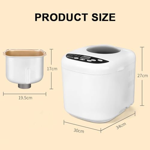 Automatischer Brotbackautomat für den Haushalt, multifunktionale Kuchenmaschine, programmierbarer Brotbackautomat mit 19 Voreinstellungen und 13-Stunden-Timer, mit LCD-Display für Kuchen, Pizzateig, B – Bild 8