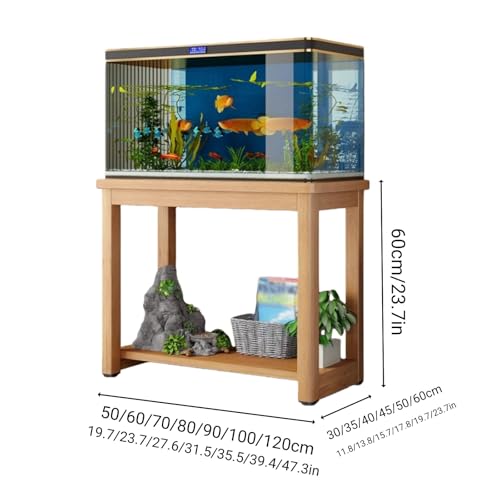 Meuble support aquarium pour salon chaleureux | Base double couche bois - 7