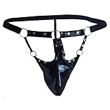 Zhiyao Herren String Tangas Jockstrap Sport Hipster Unterwäsche Leder Männer Tanga Erotik Slips Bequeme Bikini G-Strings Reizwäsche Dessous Erotisch Unterhosen, Schwarz, XXL