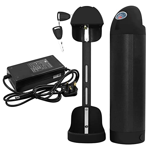 HUYT 36V 10Ah Ebike Akku Wasserkocher Akku Elektrofahrrad Lithium-Ionen Akku Für 250W Bis 500W Fahrradmotor Mit 3A Ladegerät Safe Lock Und LED Kontrollleuchte Cover
